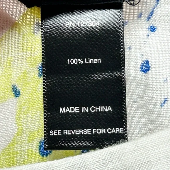 Ali Miles 100% Linen Abstract Art Print Blouse Colorful Lightweight Top 1X NWT - Picture 6 of 8